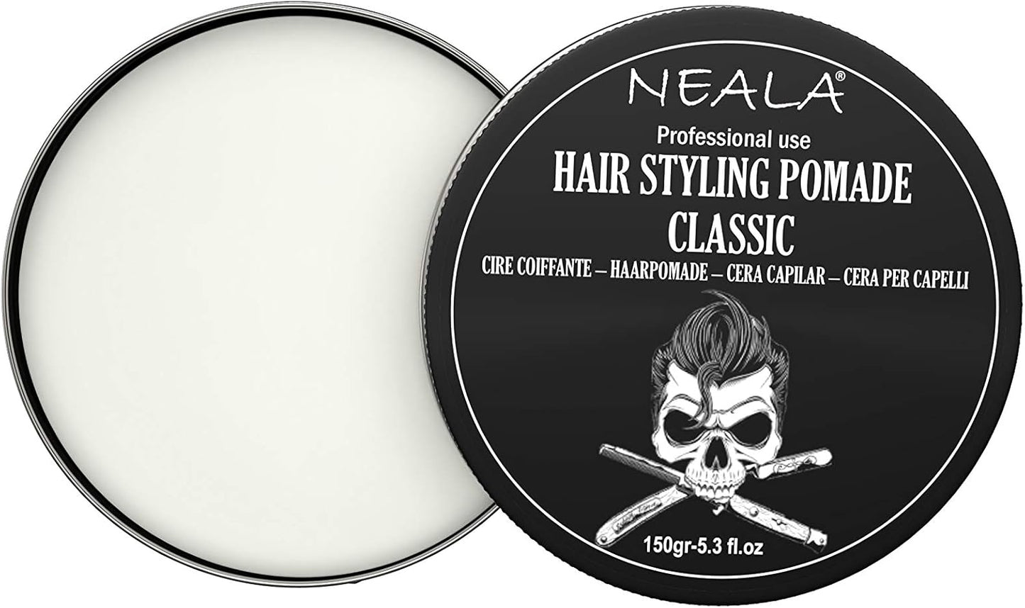 Neala Classic Pomade - 150g - Vitamiinilla E ja mehiläisvahalla rikastettu vaha - Kiiltävä pinta, keskipehmeä pito